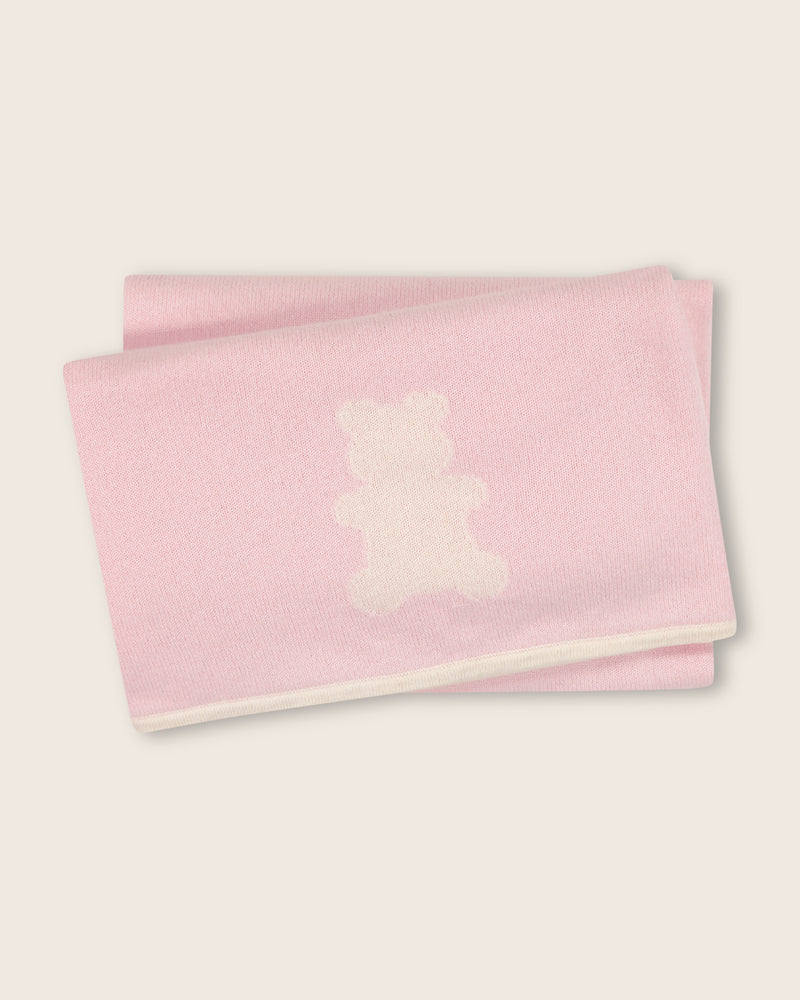 Bear Baby Blanket in Baby Soft Pink/Ivory