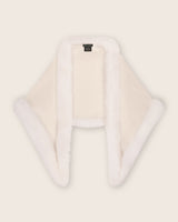 capri Fur Trimmed Cashmere Shawl in White