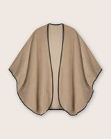 Alpaca Wool Cape with Leather trim in Oatmeal