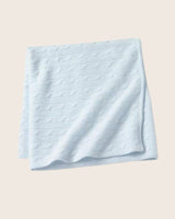Classic Cable Knit cashmere Baby Blanket in Soft Blue