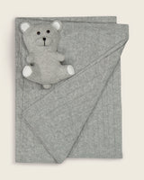 Angel Baby Blanket and Teddy Bear Set in light grey
