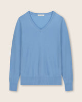 Pura Baby Cashmere V-Neck Sweater in sky blue