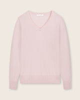 Pura Baby Cashmere V-Neck Sweater in petal pink