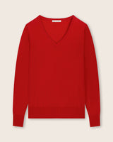 Pura Baby Cashmere V-Neck Sweater in red