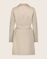 Cashmere wrap coat in Beige on a light background back view