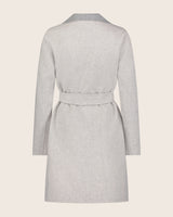 Cashmere wrap coat in grey back view