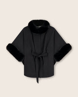 Frostmere Belted Cashmere Cape in black