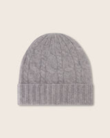 Lumi Brushed Cashmere Cable Knit Hat in light grey