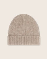 Lumi Brushed Cashmere Cable Knit Hat in oatmeal