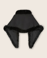 Fur Trimmed Cashmere Shawl in Black
