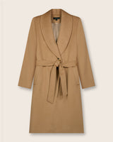 Flat image of Carmela Belted Wrap cashmere Coat in camel