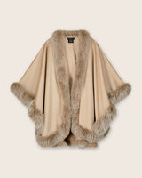 Fur Trimmed cashmere Cape in Blonde