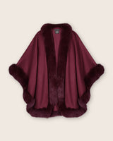 Fur Trimmed cashmere Cape in Plum