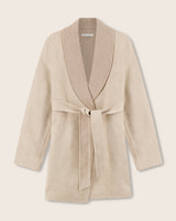 Sutton Double-Face Belted Car Coat in oat/beige