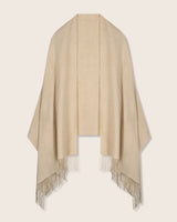 Cashmere water weave wrap with fringe in oat