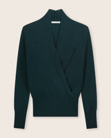 Élan Faux Wrap Cashmere Sweater in emerald