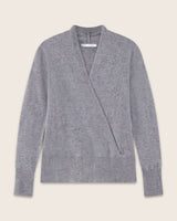Élan Faux Wrap Cashmere Sweater in grey