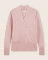 Élan Faux Wrap Cashmere Sweater in light pink