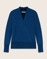Élan Faux Wrap Cashmere Sweater in teal