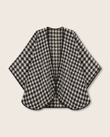 Renard Houndstooth Cape with Leather Trim