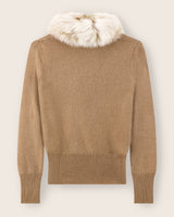 katerina fur trimmed sweater back view in camel