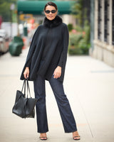 Arden Cashmere Cape in black on model