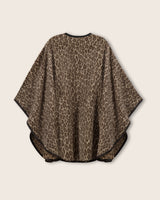 Alpaca Leopard Cape with Napa Leather Trim in Camel Leopard, back view