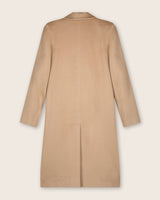 back view of flat image ofPure Cashmere Pick-Stitched Double-Breasted Coat In Camel