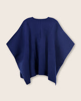 Divina Double Knit Cashmere Cape in navy, back view