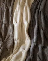 New York oversized cable knit cashmere throw stack in Grey