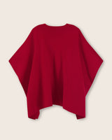 Divina Double Knit Cashmere Cape in red, back view