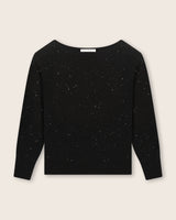 Stella Sequin Boat Neck Sweater in black