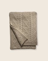 special order Ornate Cable Knit cashmere Throw in Heather Taupe