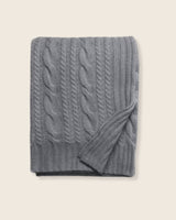 special order Fisherman Knit cashmere Throw in heather Grey