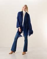 Woman wearing Lightweight Cashmere Wrap in Navy