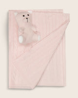 Cashmere Teddy Bear and blanket in Soft Pink