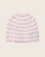 Baby Thermal Striped cashmere Hat in Baby Pink/Ivory