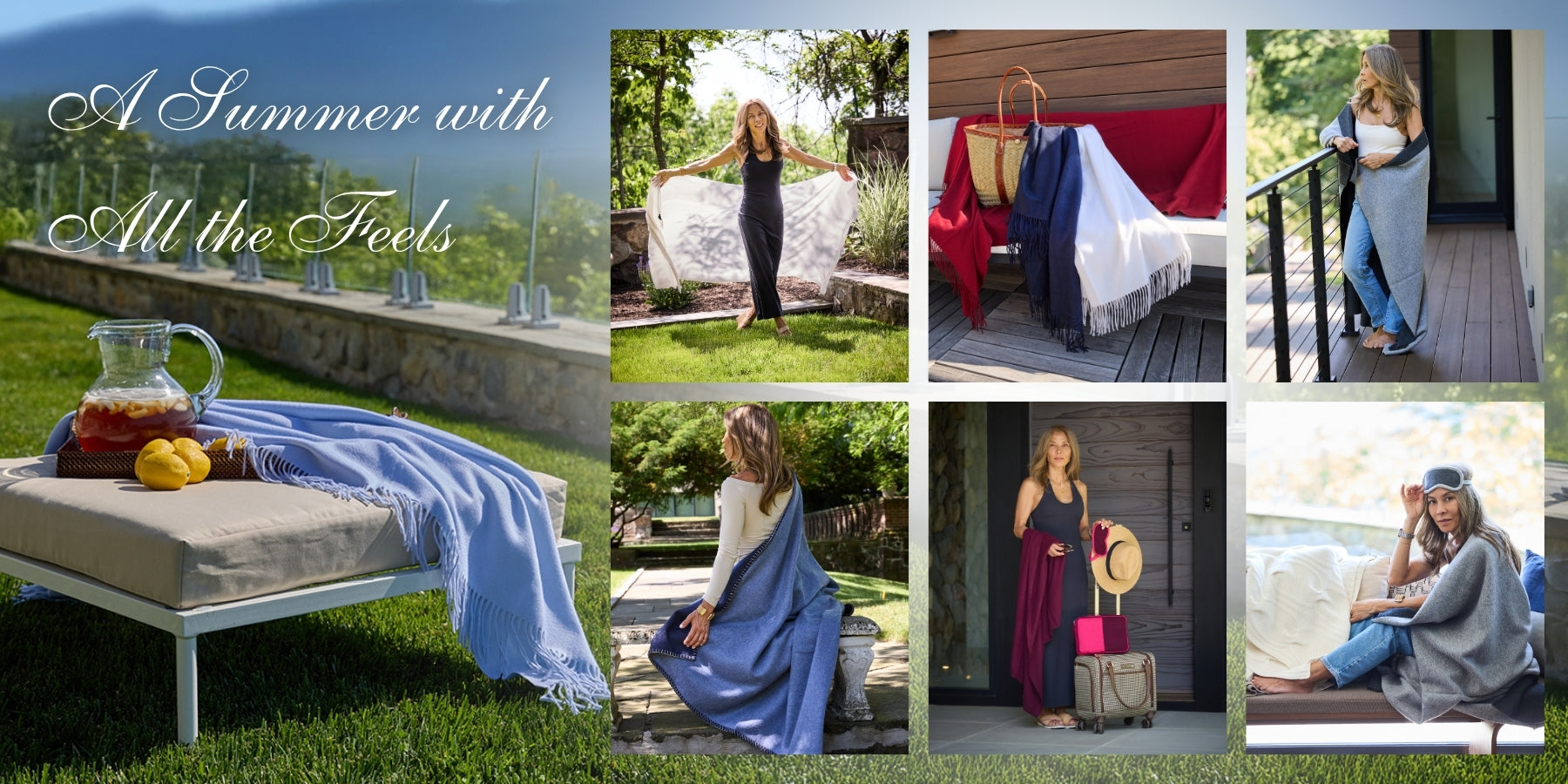 A Summer with all the feels. Cashmere throws on model
