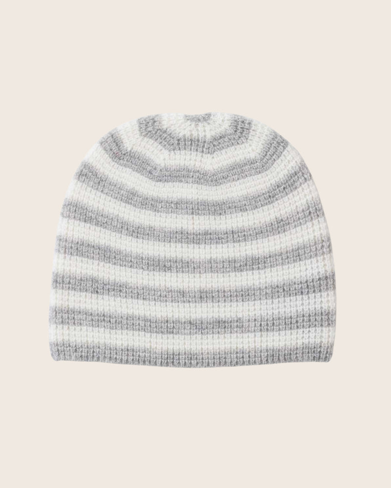 Baby Thermal Striped Hat in Grey/Ivory