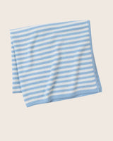Striped Thermal Cashmere Baby Blanket in Baby Blue/Ivory