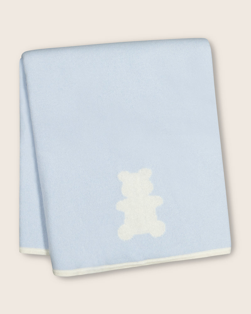 Baby Bear Blanket in Baby Blue/Ivory