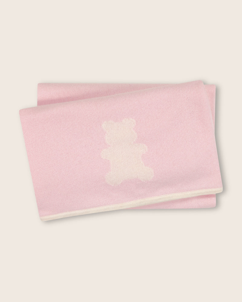Bear Baby Blanket in Baby Soft Pink/Ivory