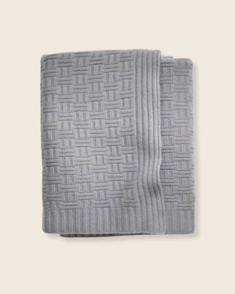 Geometric Knit Throw in Grey
