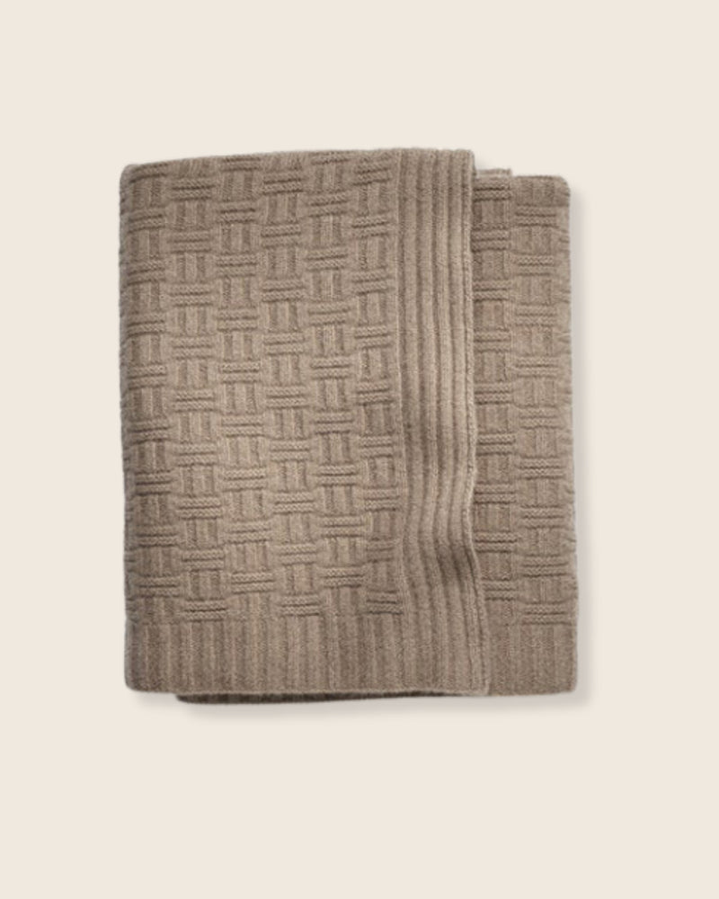 Geometric Knit Throw in Heather Taupe