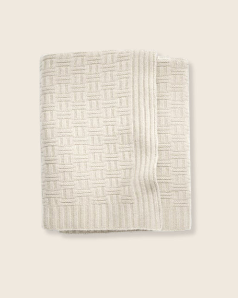 Geometric Knit Throw in Ivory