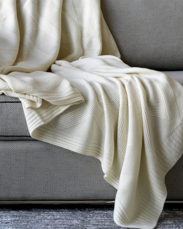 Diamante Cashmere throw in Ivory