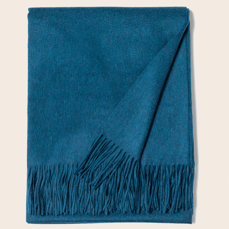 Fringed Woven Throw in Teal