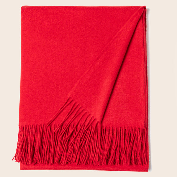Fringed Woven Throw in Red