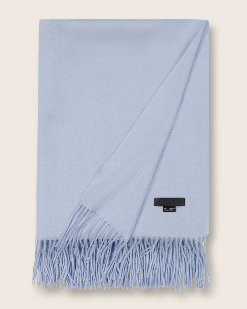 Fringed Woven Throw in Powder Blue