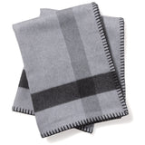 Woven Reversible Plaid to Solid Throw in Grey